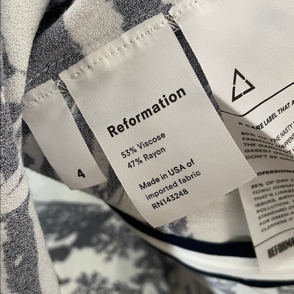 Reformation telluride dress Navy and White Toile Mini Dress 4 - Picture 8 of 8